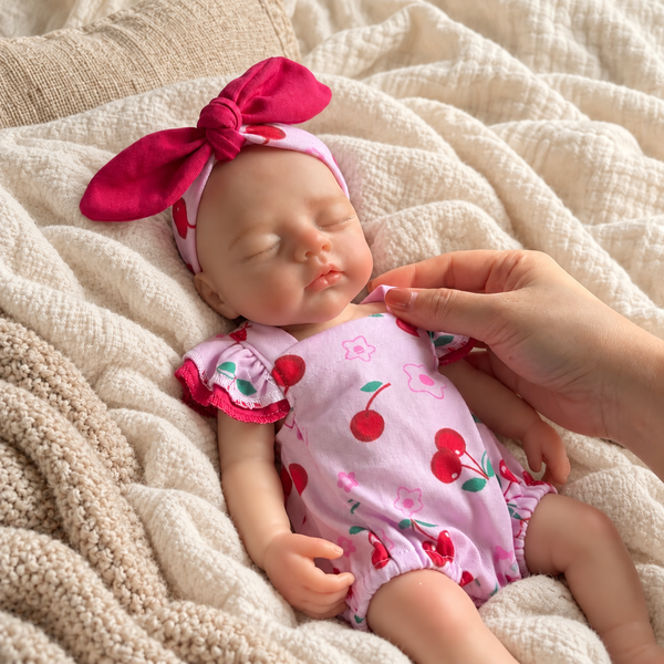 BabyWell 13-Inch Realistic Silicone Reborn Baby Girl Doll, Soft Reborn Doll with Open Mouth, Hand-Painted Skin & 2-Piece Outfit Set