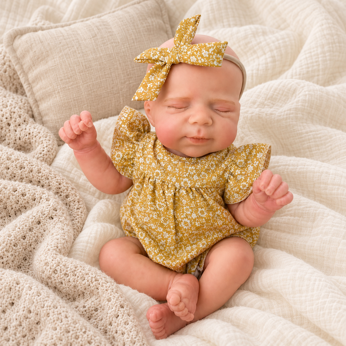 BabyWell  13-Inch Sleeping Reborn Baby Doll – Soft Silicone Newborn Girl, Lifelike Handmade Doll & Gift