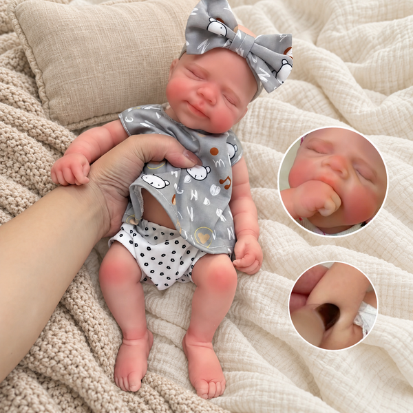 BabyWell  13-Inch Full Silicone Reborn Baby Girl Doll – Hand-Painted Lifelike Newborn, Open-Mouth Collectible Doll & Gift