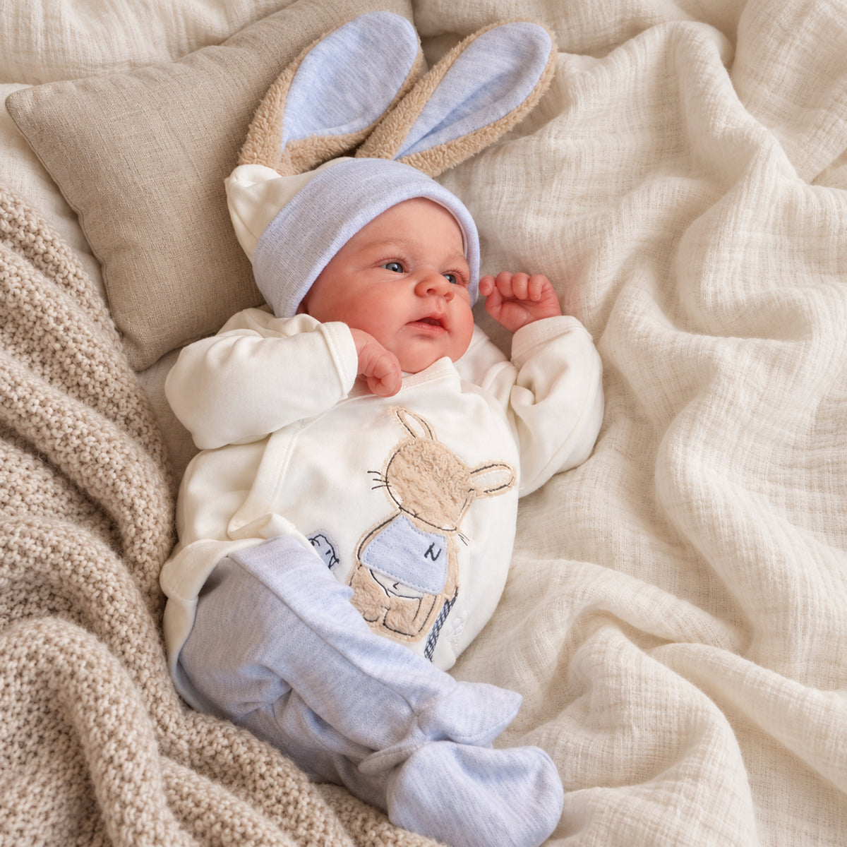 BabyWell 19-Inch Realistic Reborn Baby Doll, Soft Vinyl Newborn Doll, Hand-Painted 3D Skin, Visible Veins & Hand-Rooted Hair