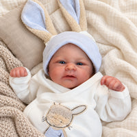 BabyWell 19-Inch Realistic Reborn Baby Doll, Soft Vinyl Newborn Doll, Hand-Painted 3D Skin, Visible Veins & Hand-Rooted Hair