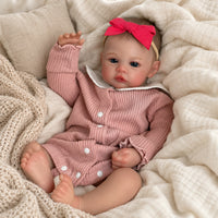 BabyWell 20-Inch Realistic Reborn Baby Girl Doll, 50cm Full Body Soft Vinyl Doll with Pacifier & Feeding Bottle