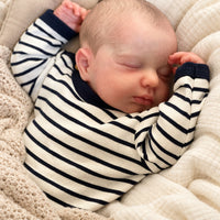 BabyWell 19-Inch Sleeping Reborn Baby Girl Doll, 49cm Realistic Full Body Soft Vinyl Doll, 3D Skin Details, Hand-Drawn Hair